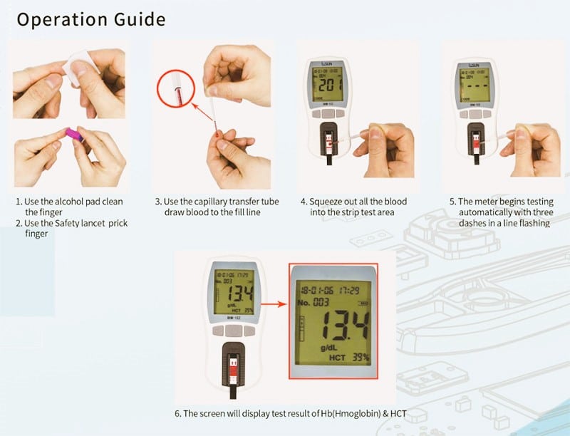 Hot Sale Hemoglobin Test Kit SBH-102 6 SBH-102 Hemoglobin Meter Operation Guide
