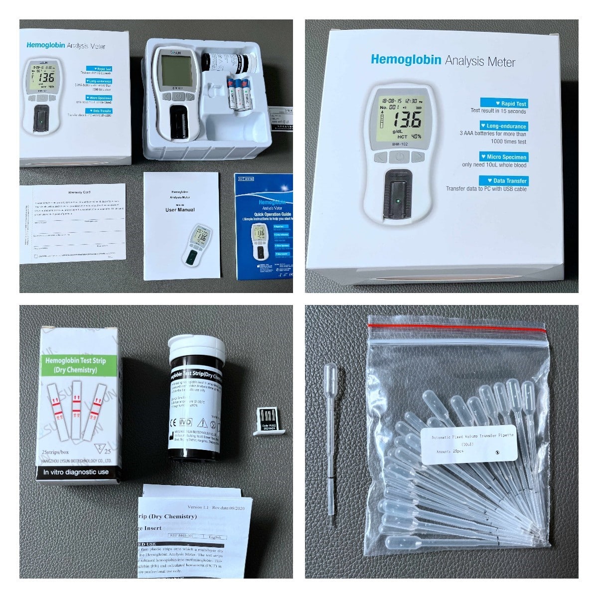Hot Sale Hemoglobin Test Kit SBH-102 7 Customize China Hemoglobin Meter SBH-101 Factory Price