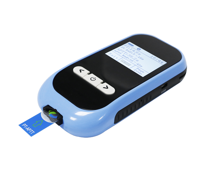 Handheld Coagulation Analyzer PT/INR Testing-MS-PT-10 1 The coagulation analyzer Adopt advanced electrochemical method • Lightweighth and held meter with barcode scanner • Dried-reagent strips stored at room temperature • Reliable lab-qualityPT&APTT result in 3 minutes