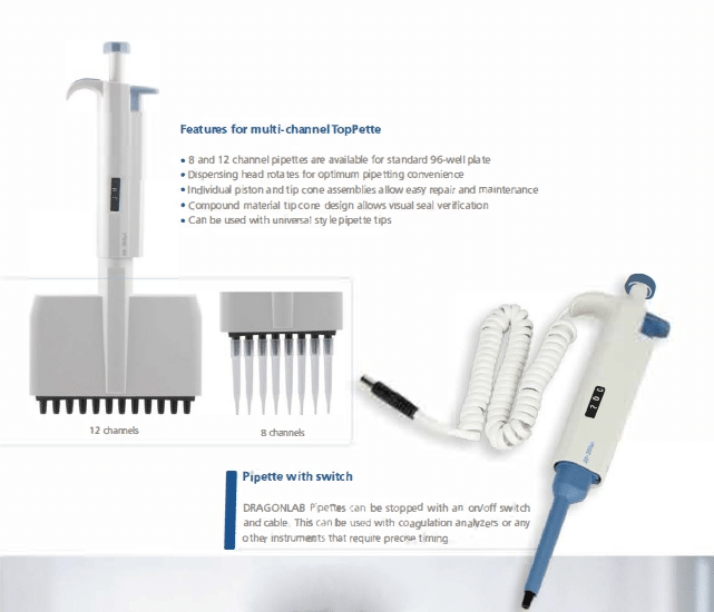 Accurate Mechanical Pipettors 0.1μL-10mL 5 Multi-channel Mechanical Pipettors SOYMED Toppette Pipette Tips Lab consumables