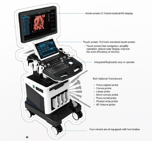 High quality 3D/4D/5D Trolley Color Doppler Ultrasound Machine-ST-50 5 Trolley Color Doppler Ultrasound Machine-ST-50